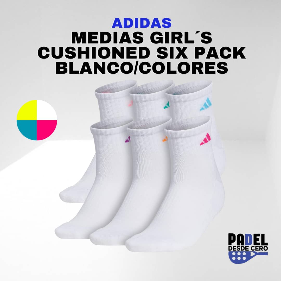 MEDIAS ADIDAS GIRL´S CUSHIONED CREW M WHITE 6PACK